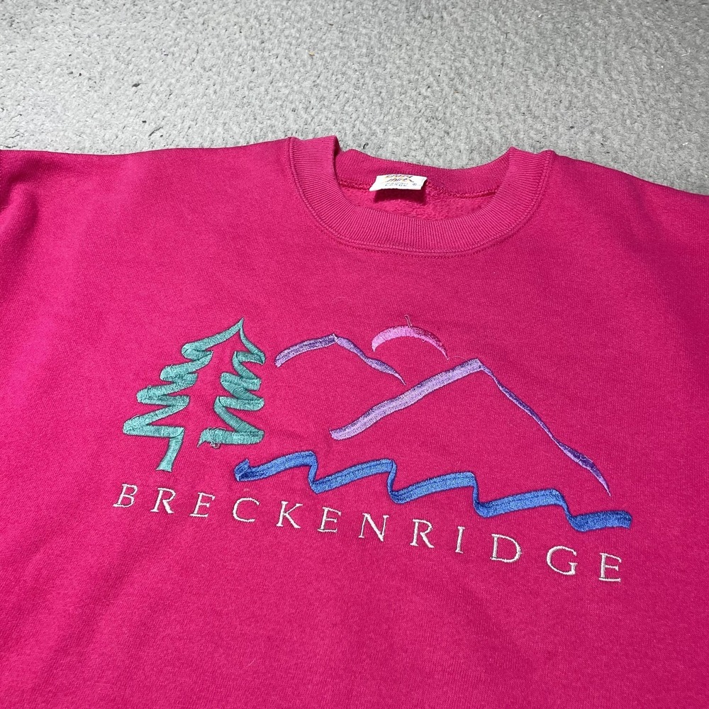 Crazy Shirts Sweatshirt Mens Large Pink Breckenridge Embroidered Fleece Crewneck - Picture 2 of 9